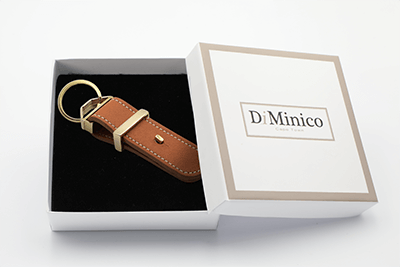 Autumn Brown Leather Bar-T Keyring with Gold-plated Finish - Image 3