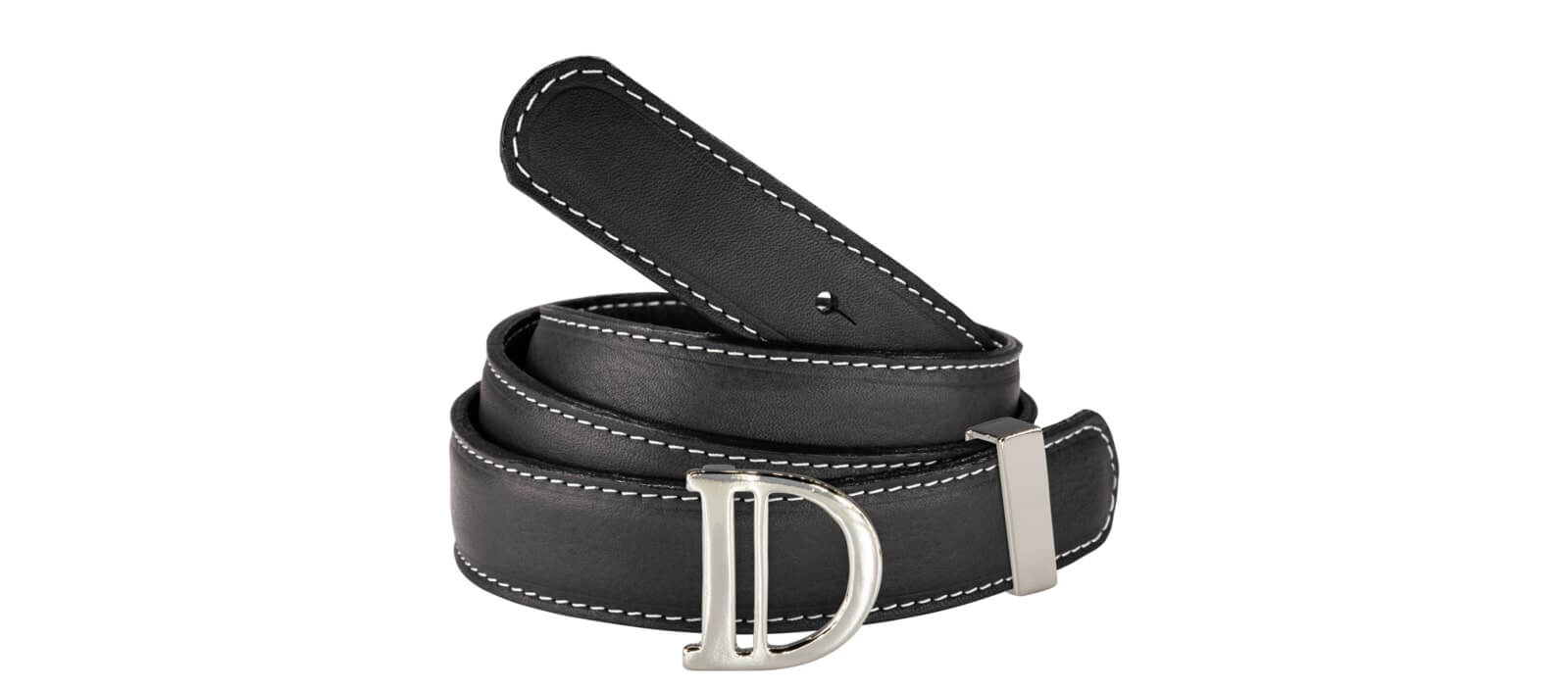 Signature Black Leather Belt with DI Silver Buckle - Image 2
