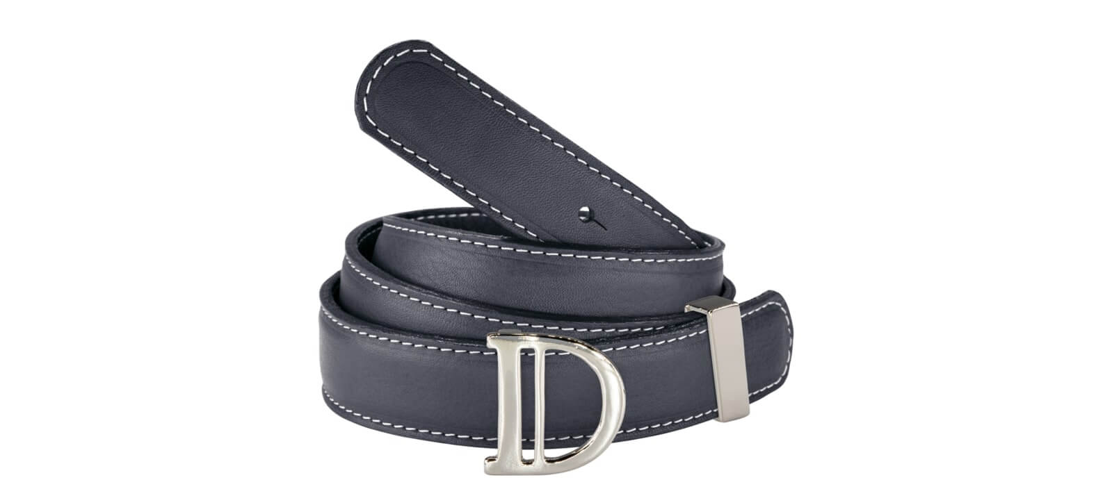 Ocean Blue Leather Belt with DI Silver Buckle - Image 2