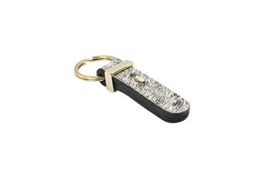 Kalahari Black Cowhide Bar-T Keyring with Gold-plated Finish