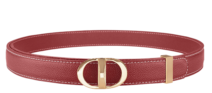 Romantic Red Leather Belt with DD Gold Buckle