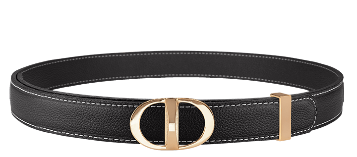 Signature Black Leather Belt with DD Gold Buckle