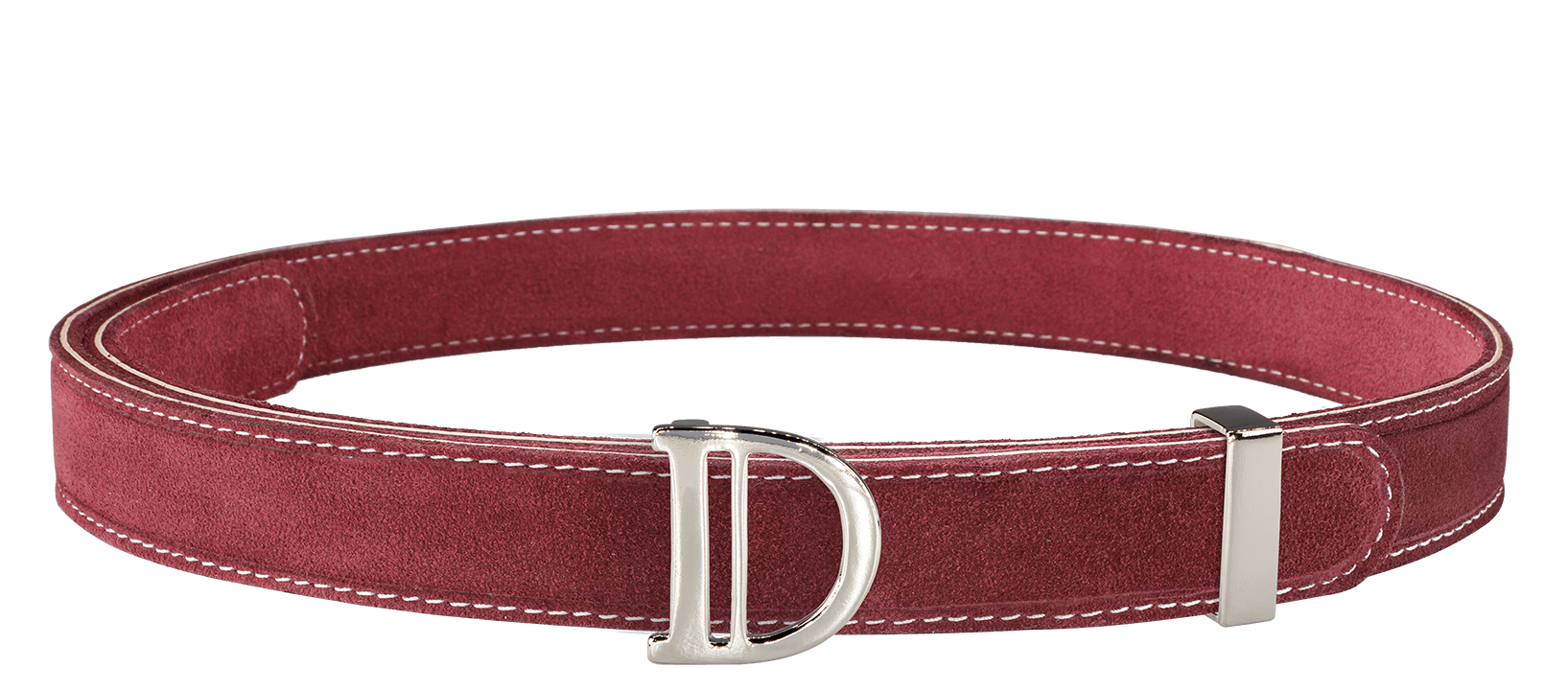 Vineyard Burgundy Suede Leather Belt with DI Silver Buckle